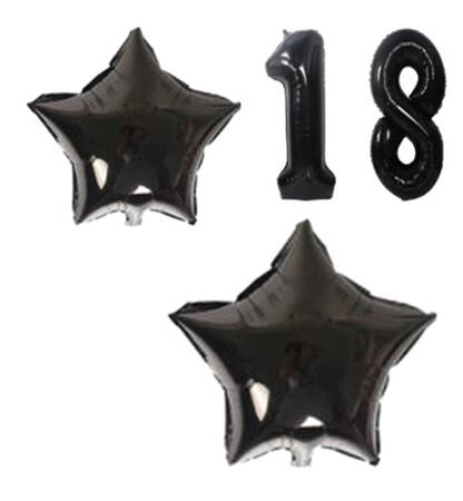 Zestaw BALONÓW Urodzinowych 18 Lat balony 25szt baner czarne złote AG624E