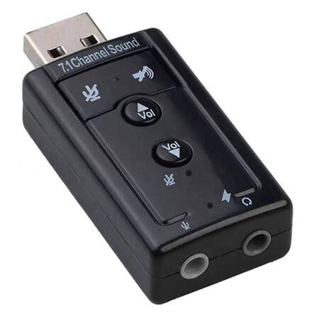 Zewnętrzna KARTA DŹWIĘKOWA Virtual 7.1CH Karta Muzyczna USB czarna AK103B