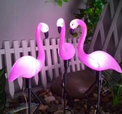3 SOLARNE LAMPY OGRODOWE LED Flamingi Lampa IP65 czarny z różowym ZD50K 