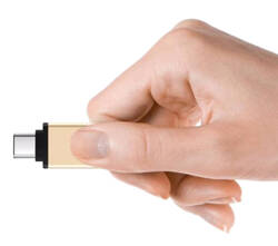 Adapter USB-A - USB-C OTG do przesyłu danych złoty AK53A