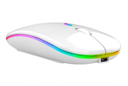 Bezprzewodowa MYSZ Optyczna Myszka komputerowa LED RGB biała AK211B