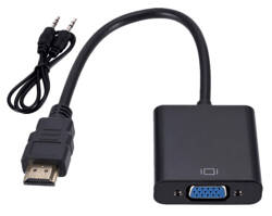KONWERTER Obrazu z HDMI do VGA (D-Sub) + Kabel Audio czarny HD31A