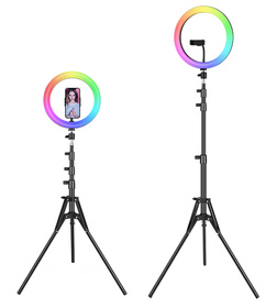 LAMPA PIERŚCIENIOWA LED RGB ze Statywem do Selfie 12W ZD67A 
