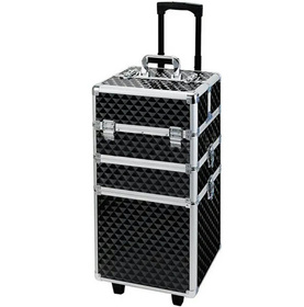 Mobilny KUFER KOSMETYCZNY Aluminiowy TROLLEY Duży 60x35,5cm czarny CA19B