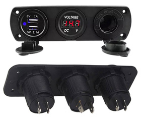 Montażowe GNIAZDO Zapalniczki 12V 2xUSB 5V 2A Woltomierz PLS37