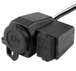 Montażowe Gniazdo Zapalniczki 12V 5V USB czarne AG499A