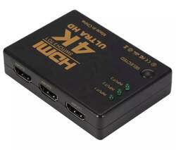 ROZDZIELACZ HDMI 3 porty typu A Switch Rozgałęźnik +pilot czarny HD28D