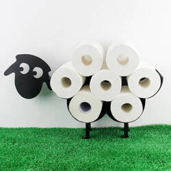 Stalowy STOJAK na Papier Toaletowy na 7 rolek Owca czarny DA72