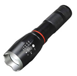 Taktyczna LATARKA LED z Diodą COB U3 Zoom 300m czarna ZD76 