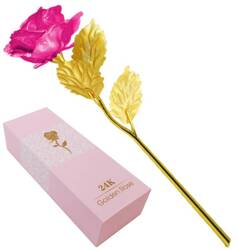 WIECZNA Róża w kolorze złotym z różowymi płatkami +pudełko AG774B
